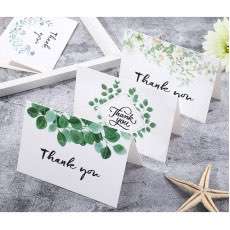 Fresh Style Thank You Card Leaf Pattern UV Printing  Customized